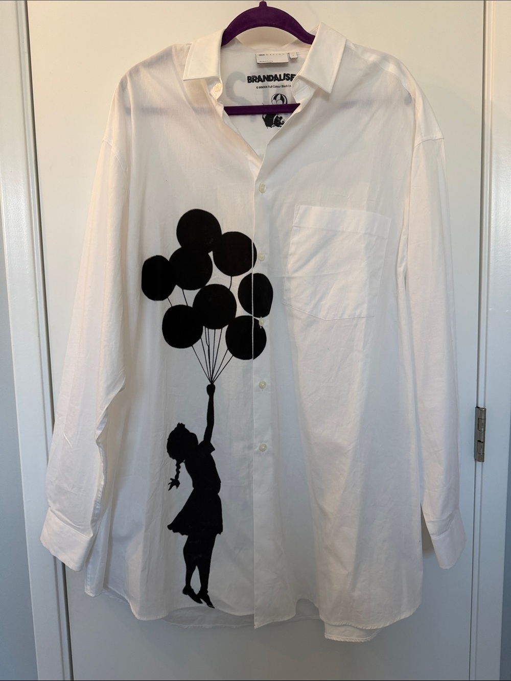 ASOS White Button-Up Shirt with Black Balloon Girl Graphic
